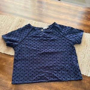 Rebellion Navy Eyelet Blouse